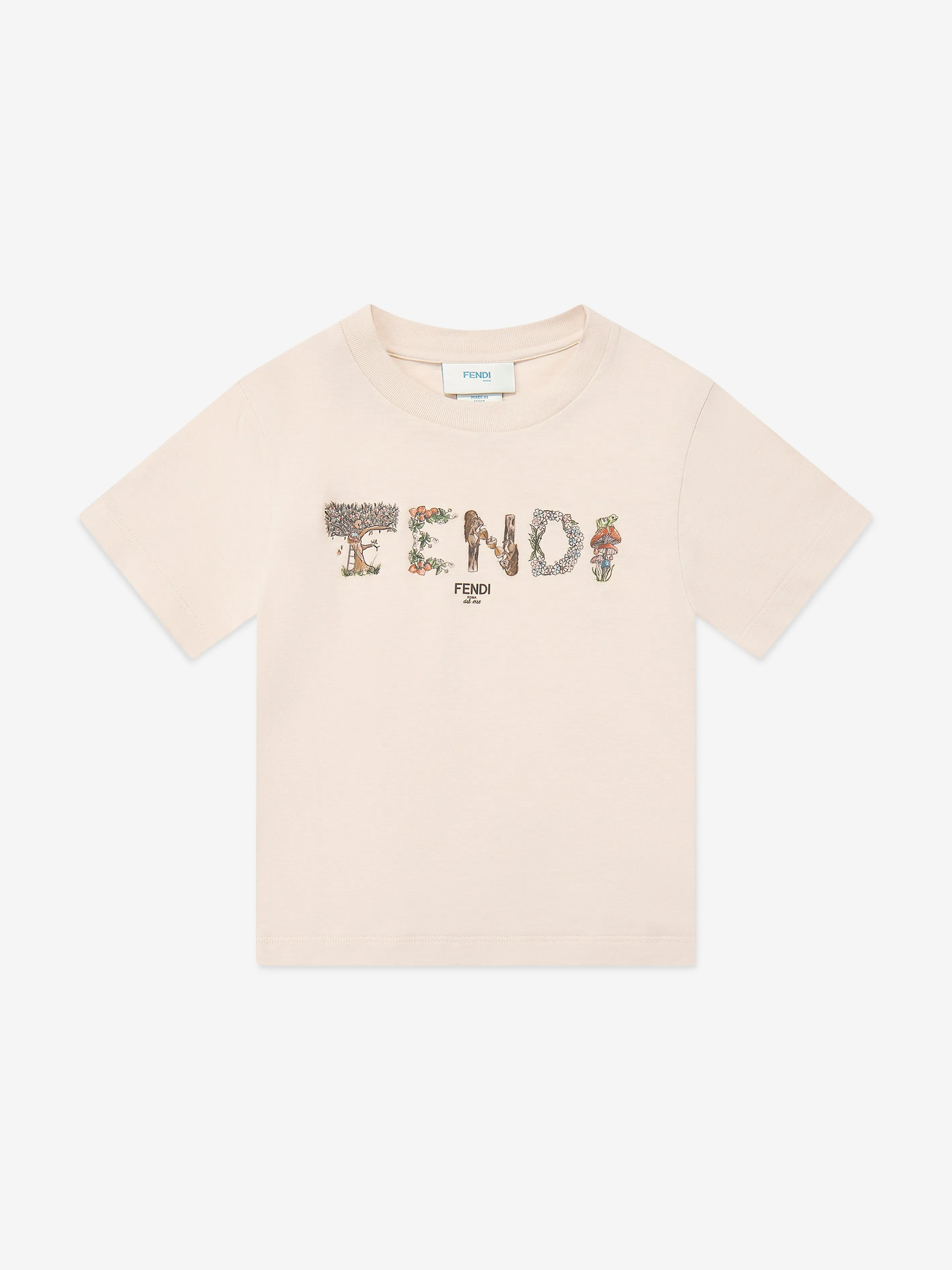 Mädchen Cropped Logo T-Shirt in Beige