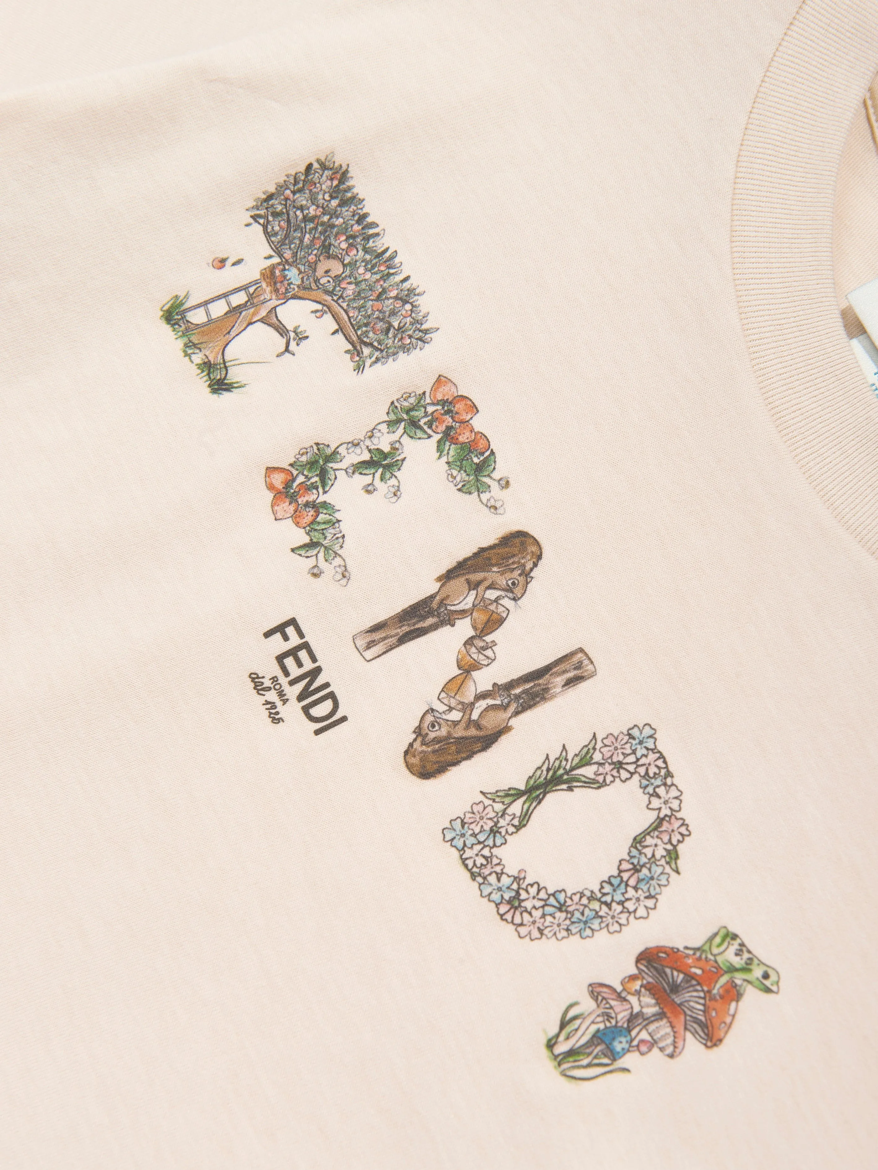 Mädchen Cropped Logo T-Shirt in Beige
