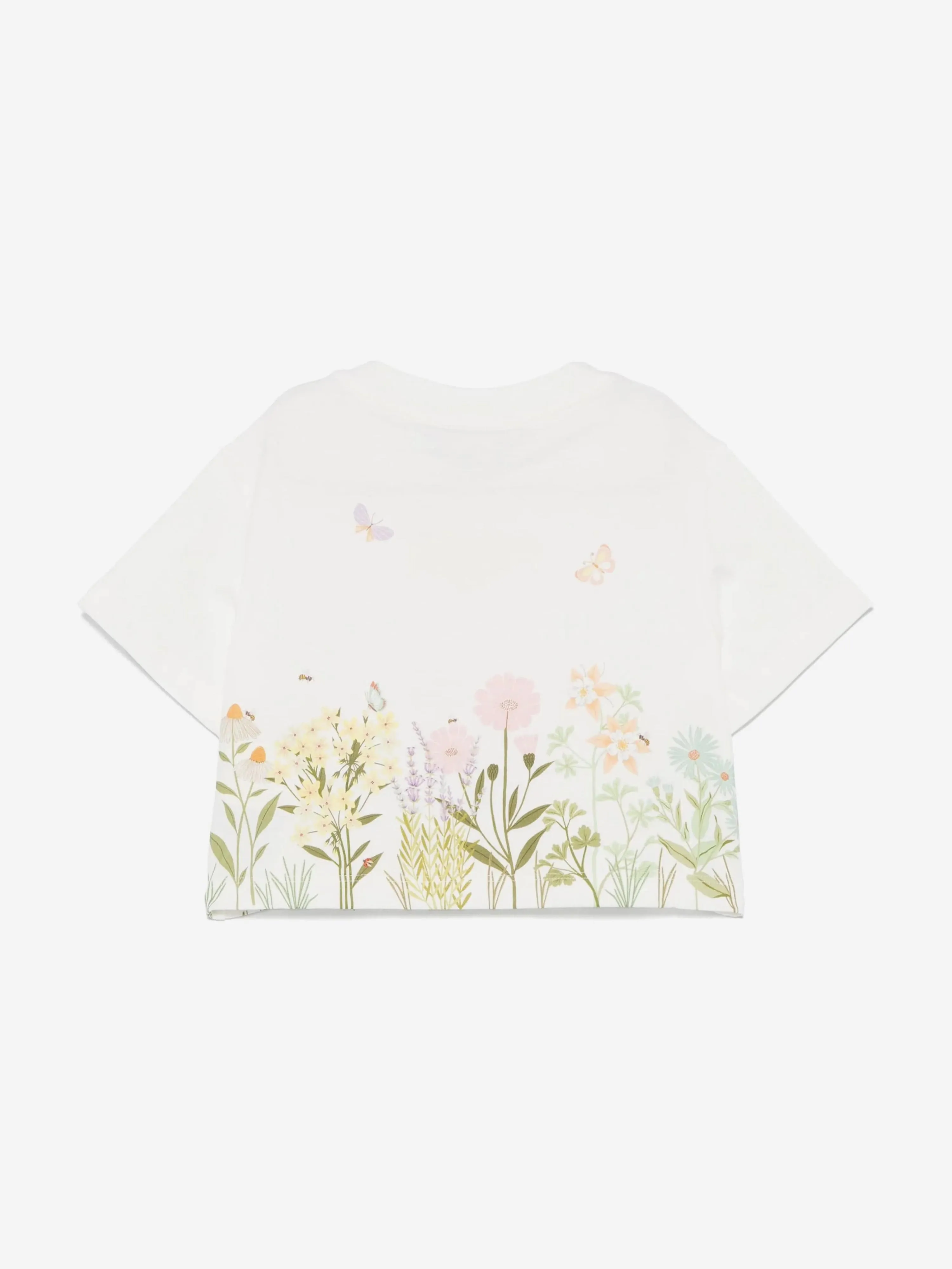 Mädchen Blumen Crop-T-Shirt in Weiß