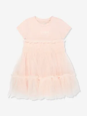 Mädchen Jersey und Tüll Kleid in Rosa