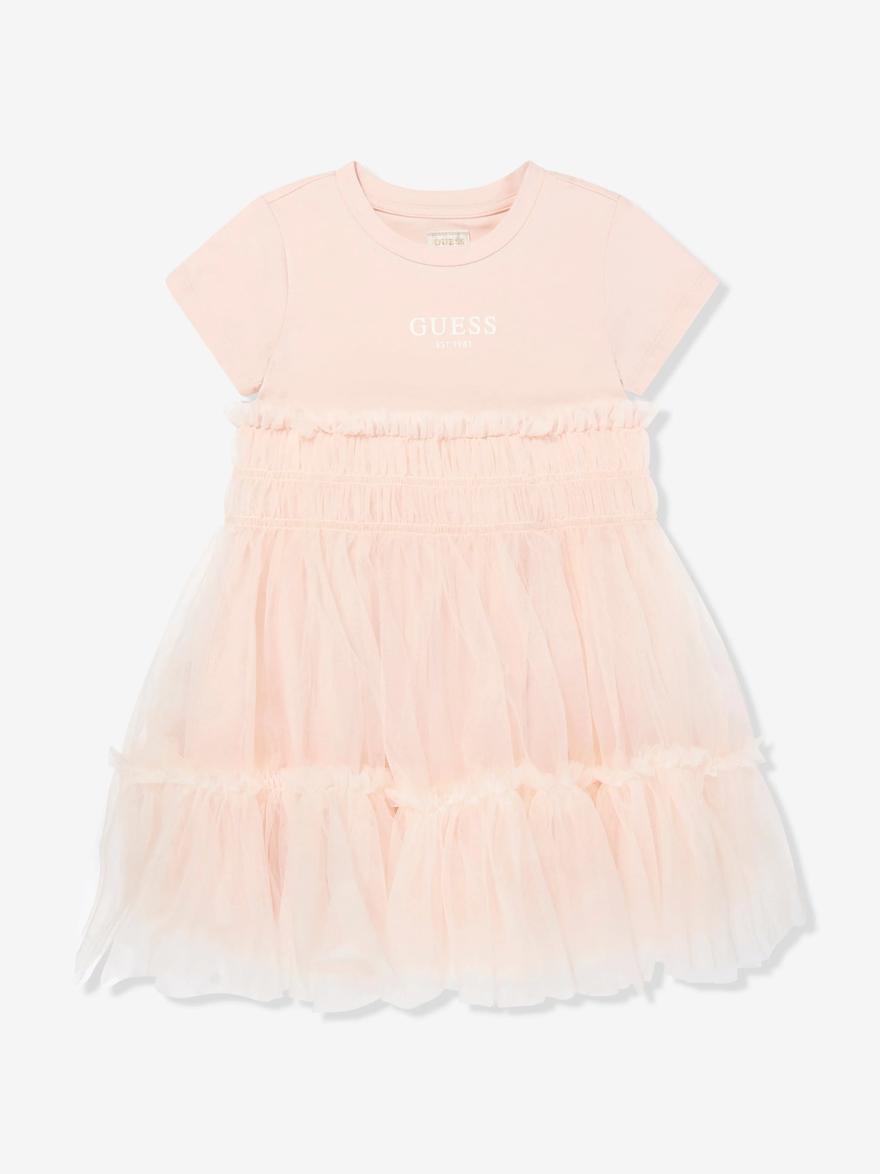 Mädchen Jersey und Tüll Kleid in Rosa