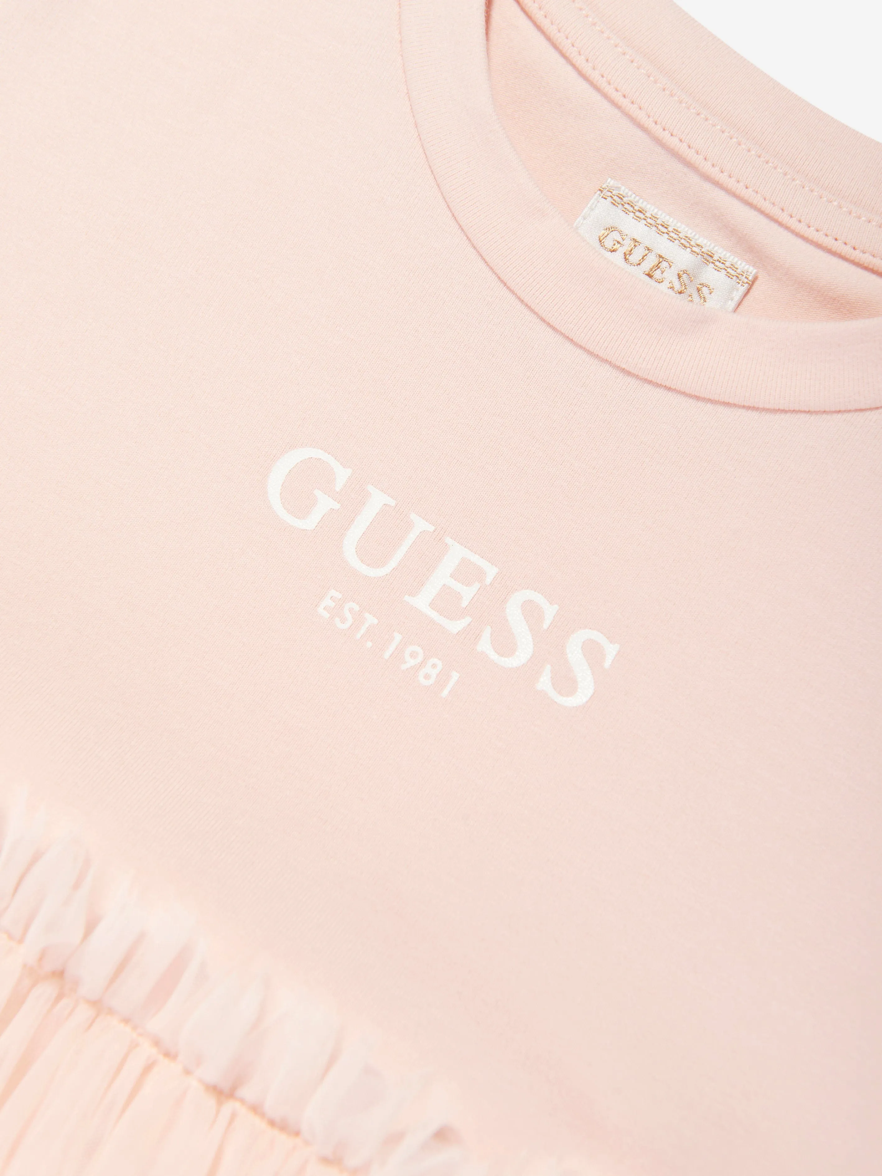 Mädchen Jersey und Tüll Kleid in Rosa