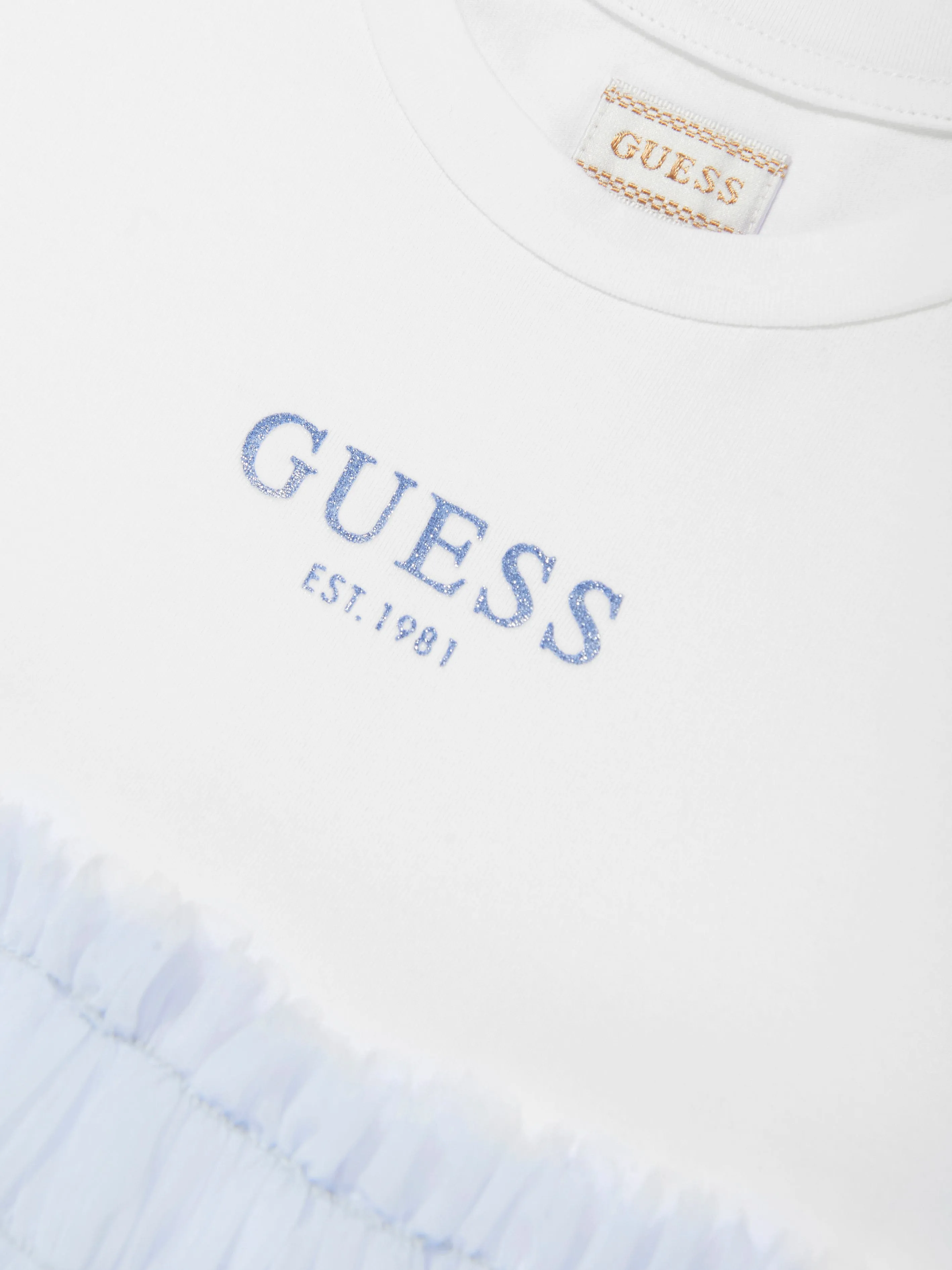 Mädchen Jersey und Tüll Kleid in Weiß
