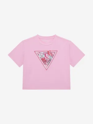 Mädchen Logo Midi T-Shirt in Rosa