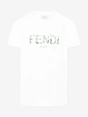 Mädchen Logo Print T-Shirt in Weiß