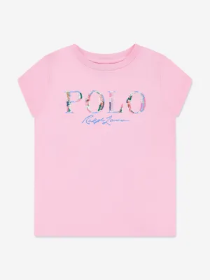 Mädchen Polo Logo T-Shirt in Rosa