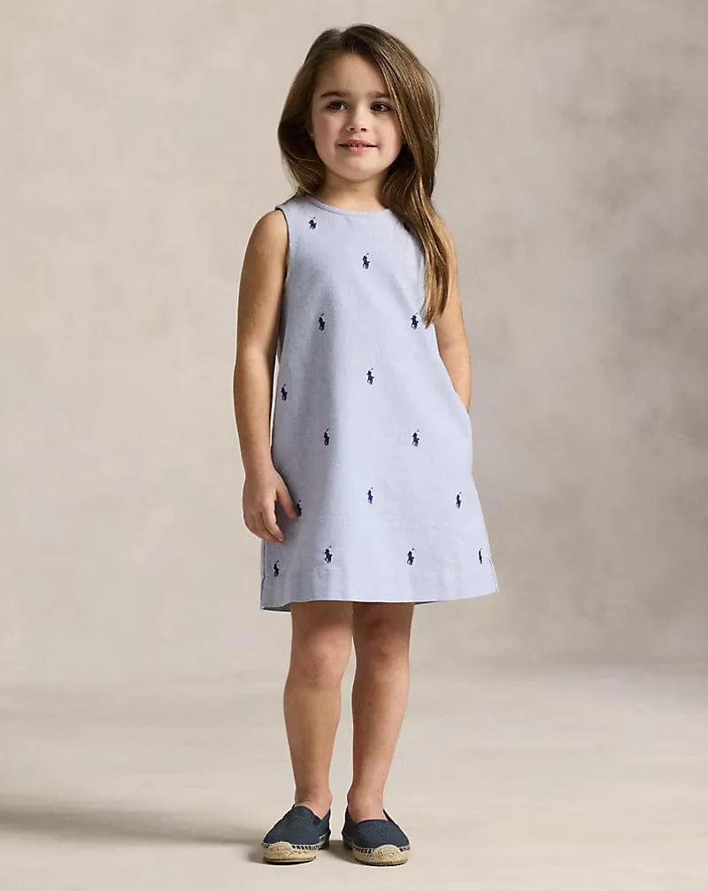 Mädchen ärmelloses Logo-Kleid in Blau