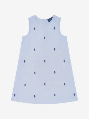 Mädchen ärmelloses Logo-Kleid in Blau