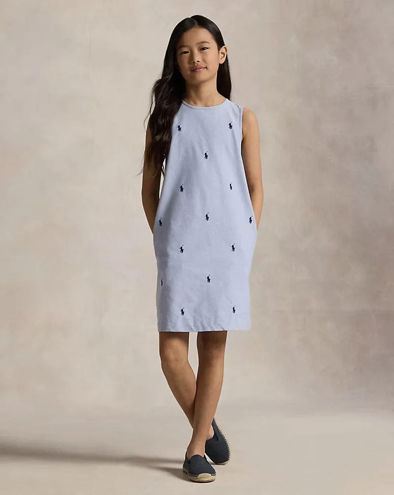 Mädchen ärmelloses Logo-Kleid in Blau