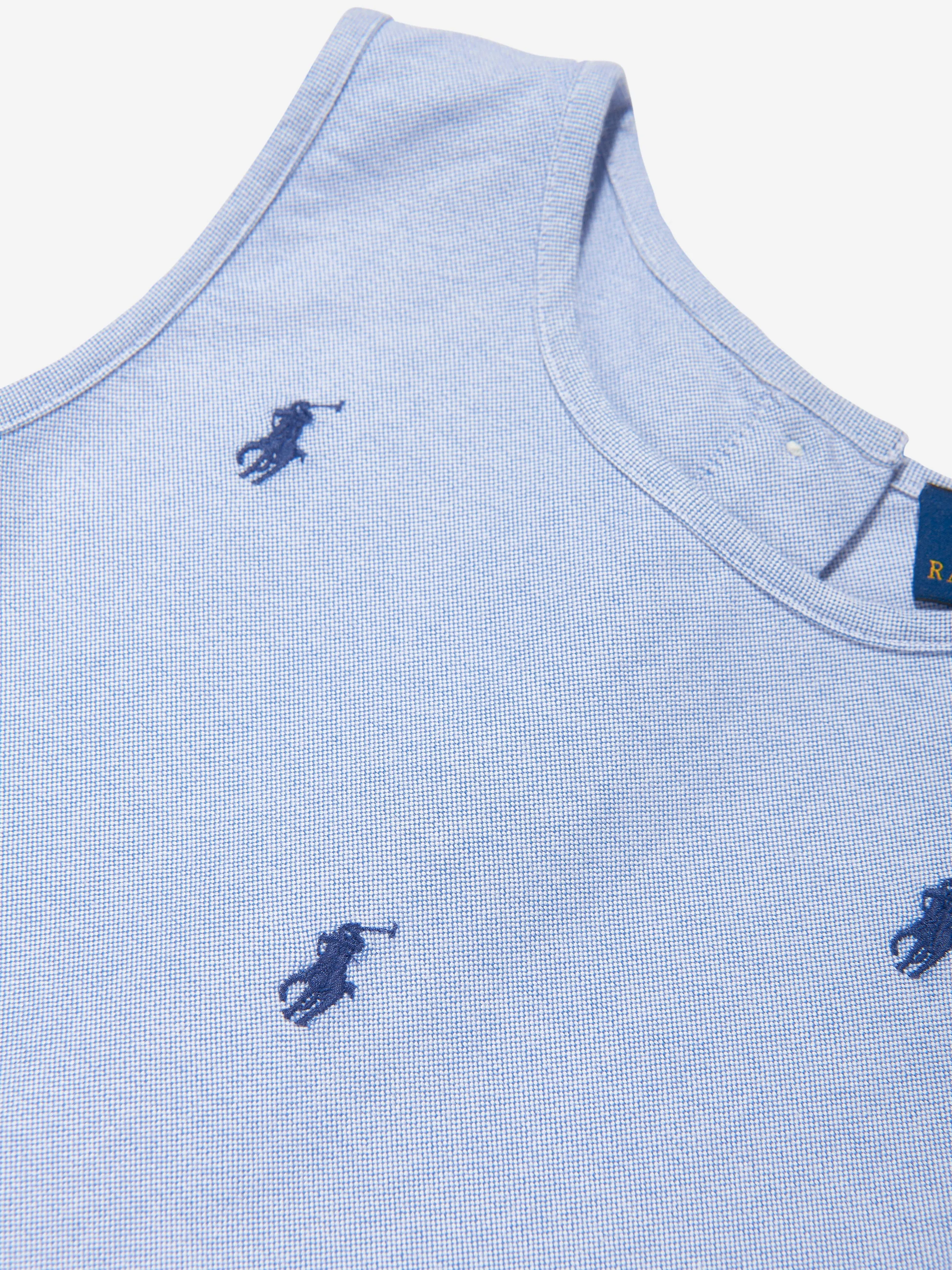 Mädchen ärmelloses Logo-Kleid in Blau