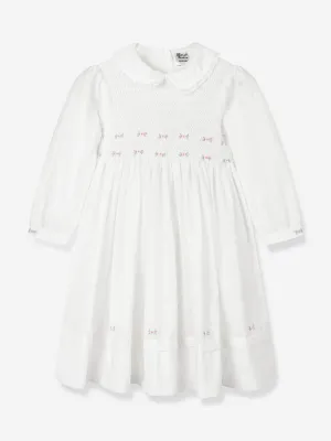 Mädchen Rüschenkleid mit Stickerei in Elfenbein