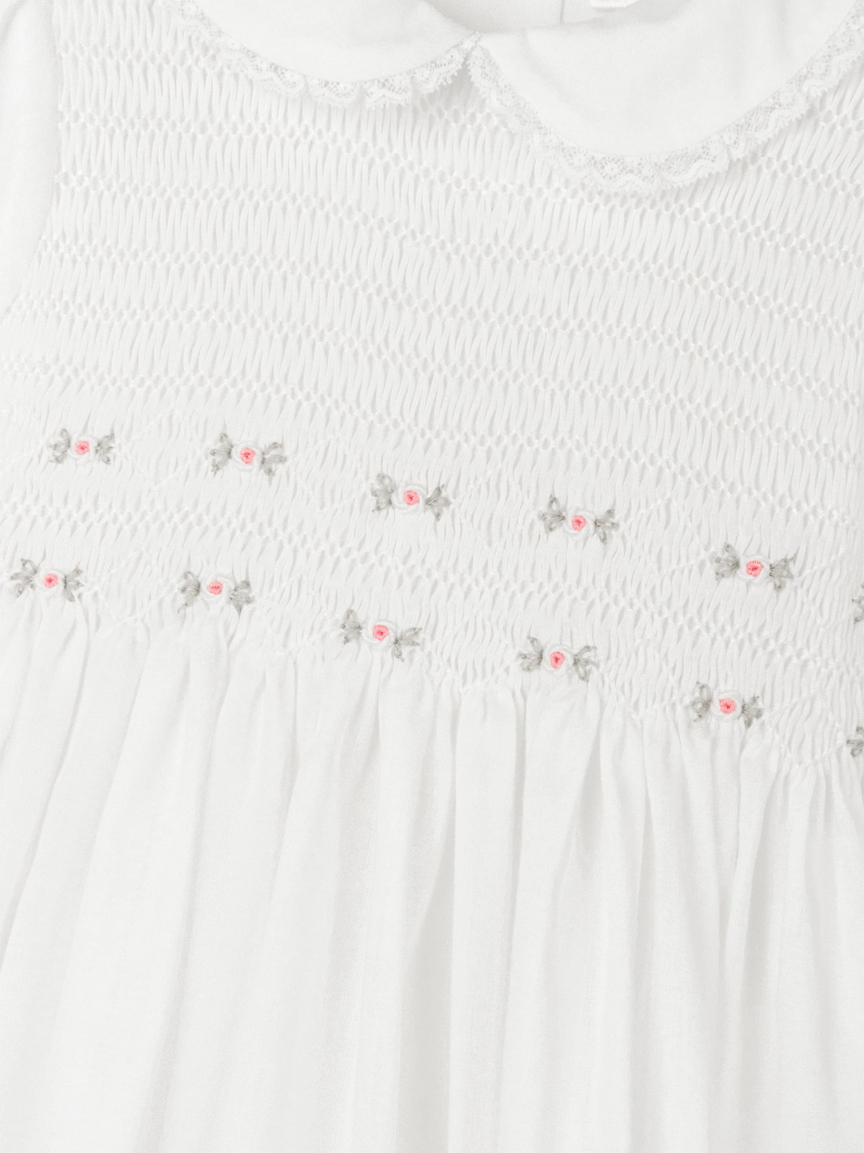 Mädchen Rüschenkleid mit Stickerei in Elfenbein