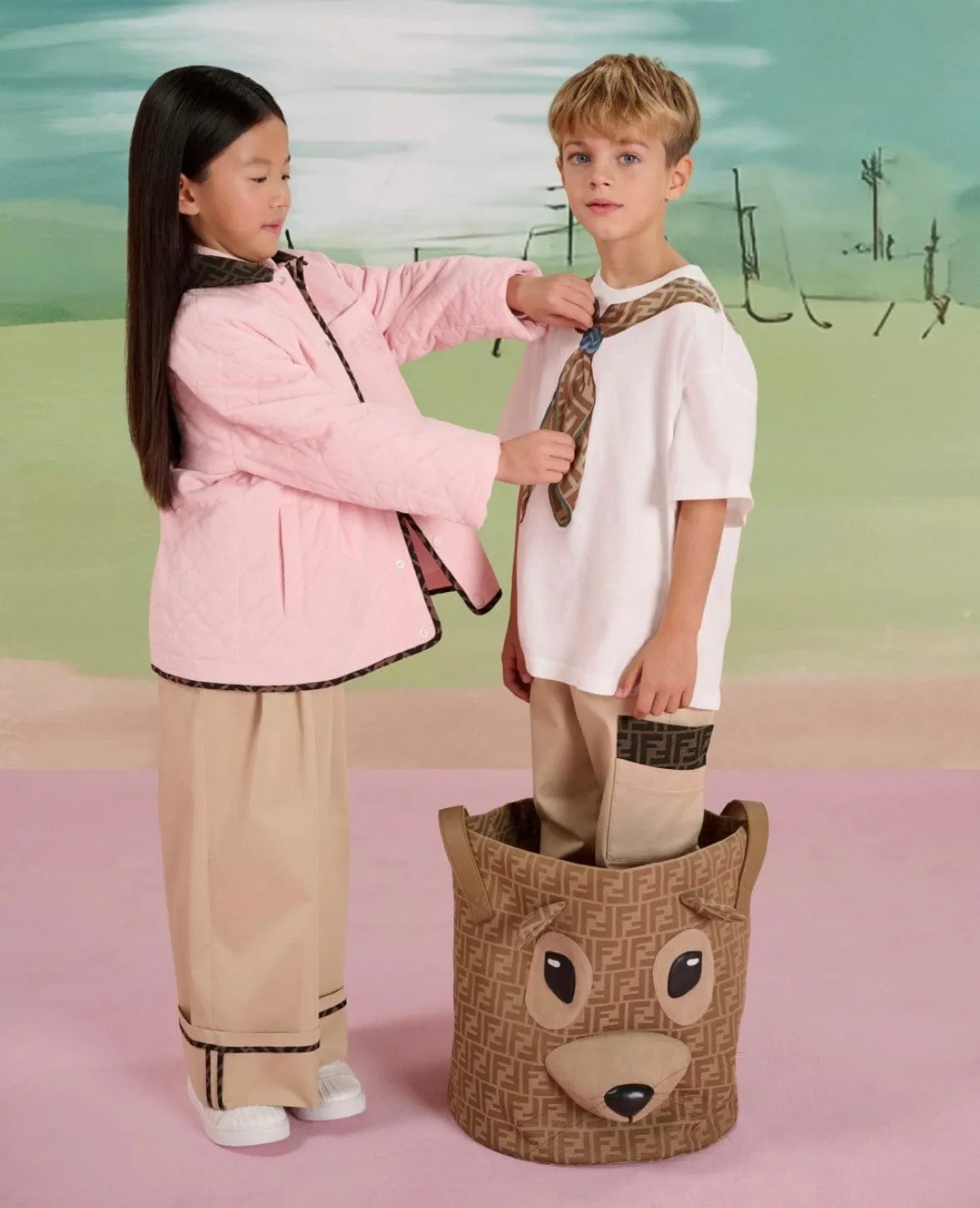 Mädchen Stretch-Gabardine-Hose in Beige