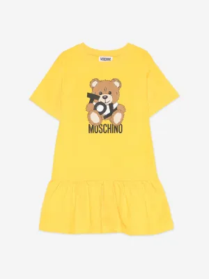 Mädchen Teddybär Logo Kleid in Gelb