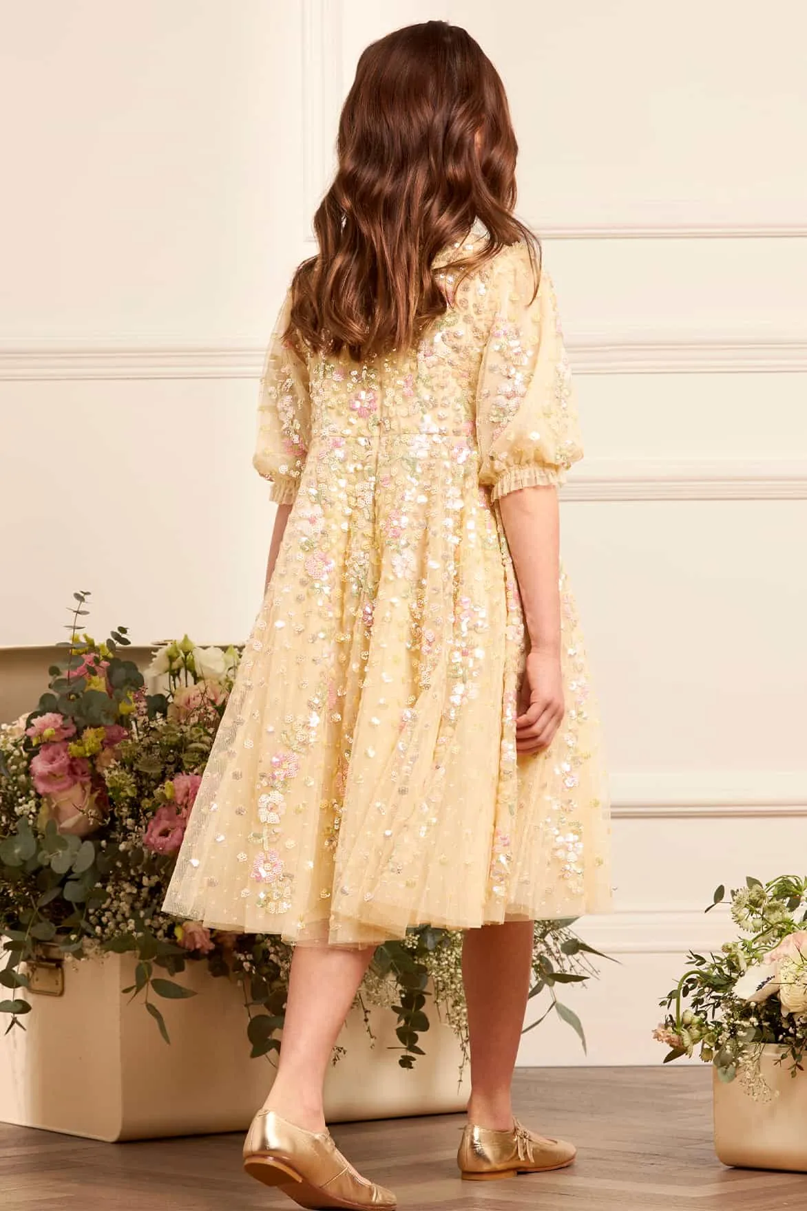 Mädchen Tüll Konfetti-Kleid in Gelb