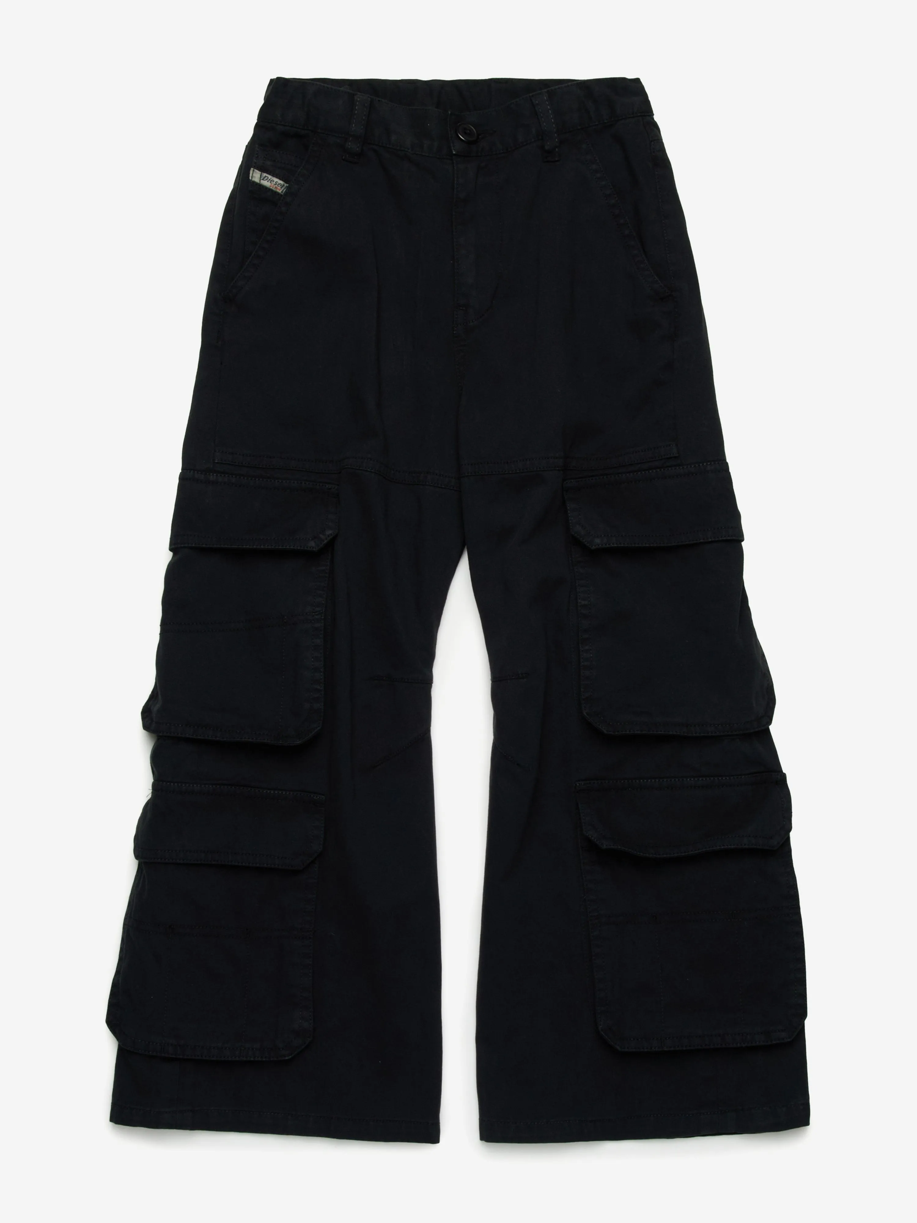 Mädchen Weite Cargo-Hose in Schwarz