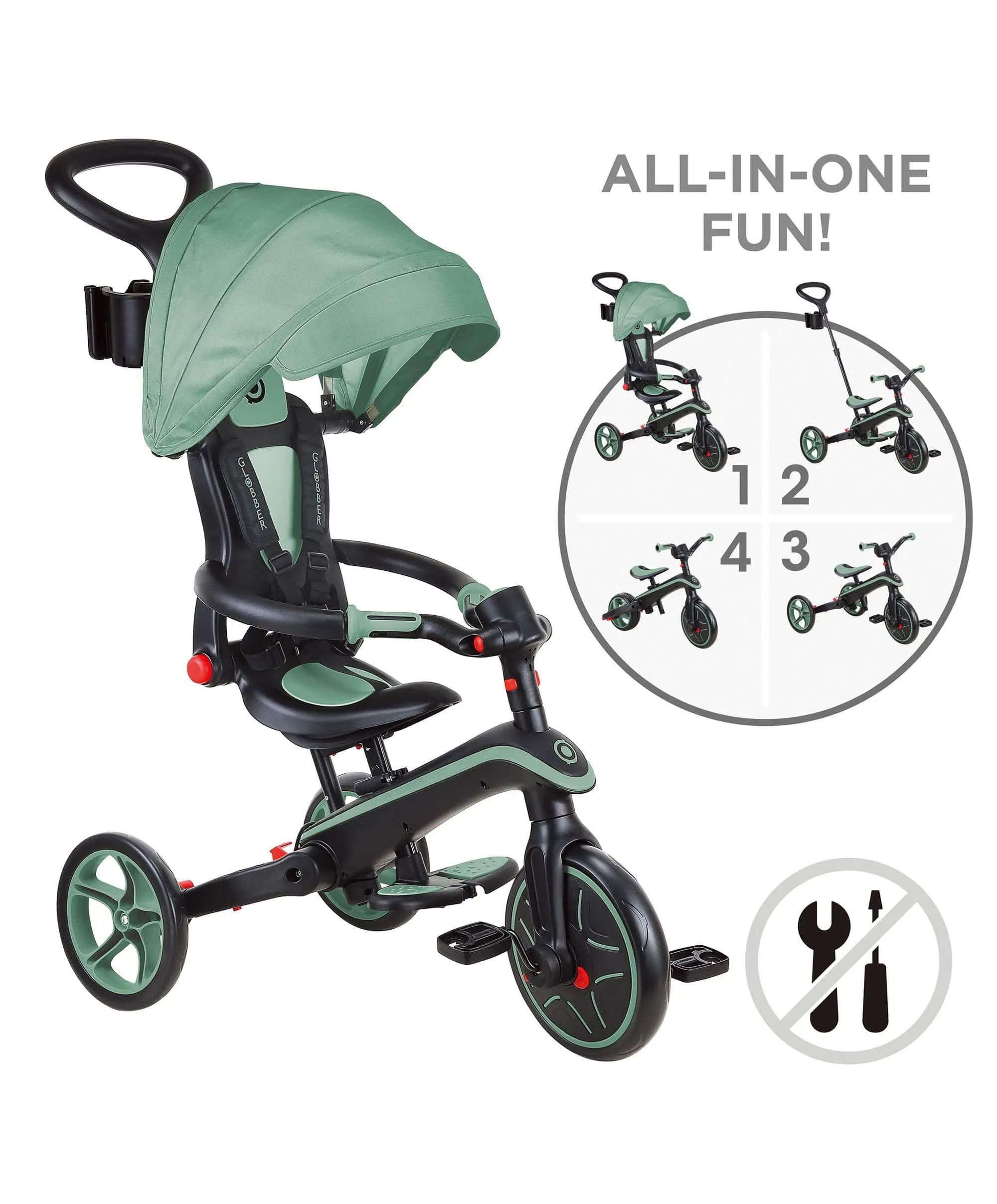 Globber Explorer Klappbares 4-in-1 Dreirad - Olive