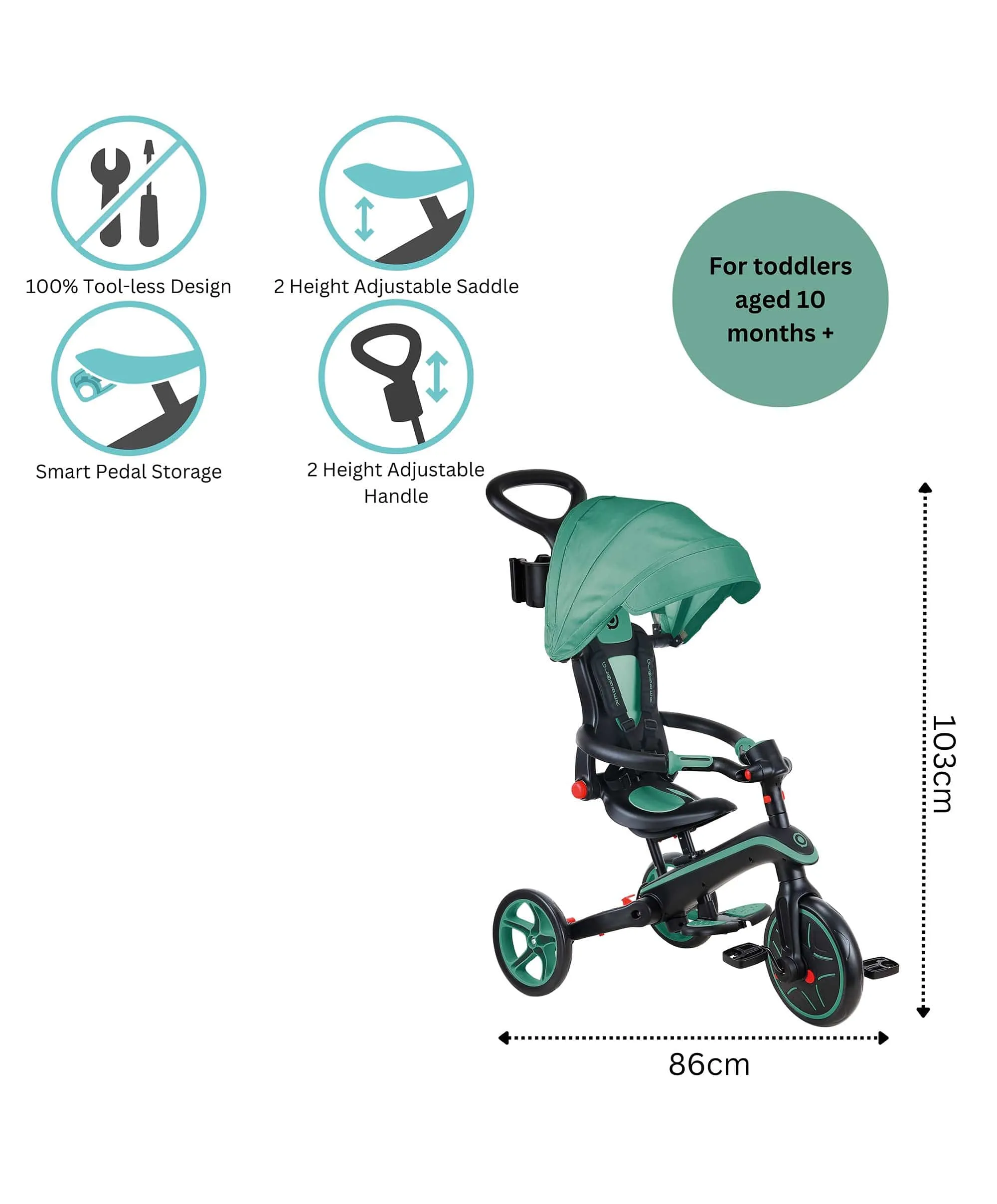Globber Explorer Klappbares 4-in-1 Dreirad - Olive