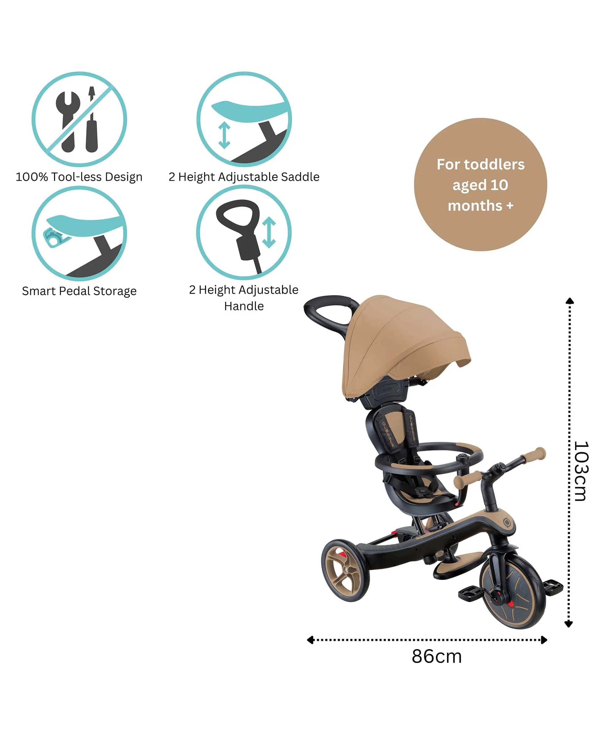 Globber Explorer Dreirad 4 in 1 - Sand