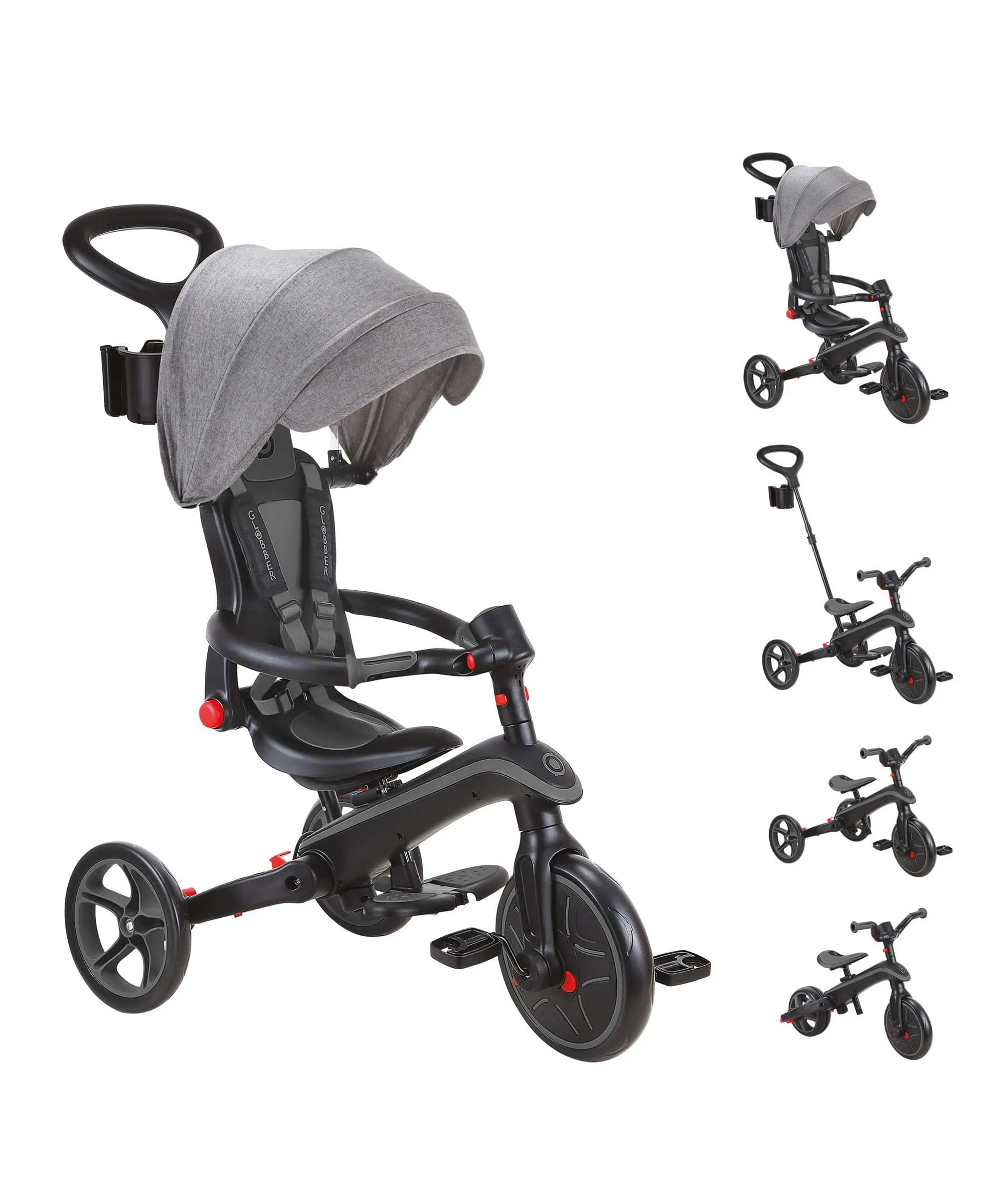 Globber Explorer Dreirad faltbar 4 in 1 - Schwarz