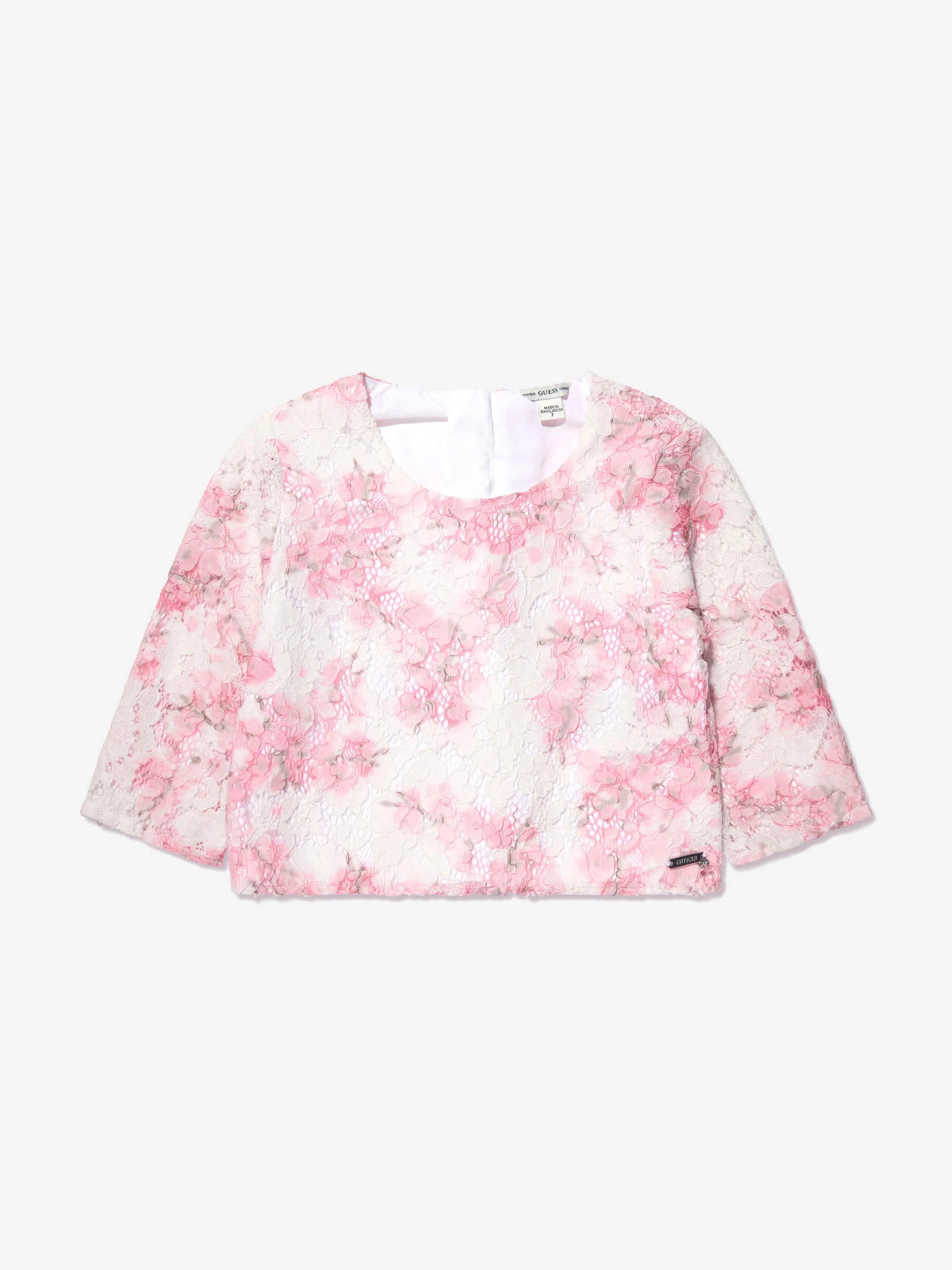 Guess Girls Kirschblüten-Spitzenbluse in Weiß