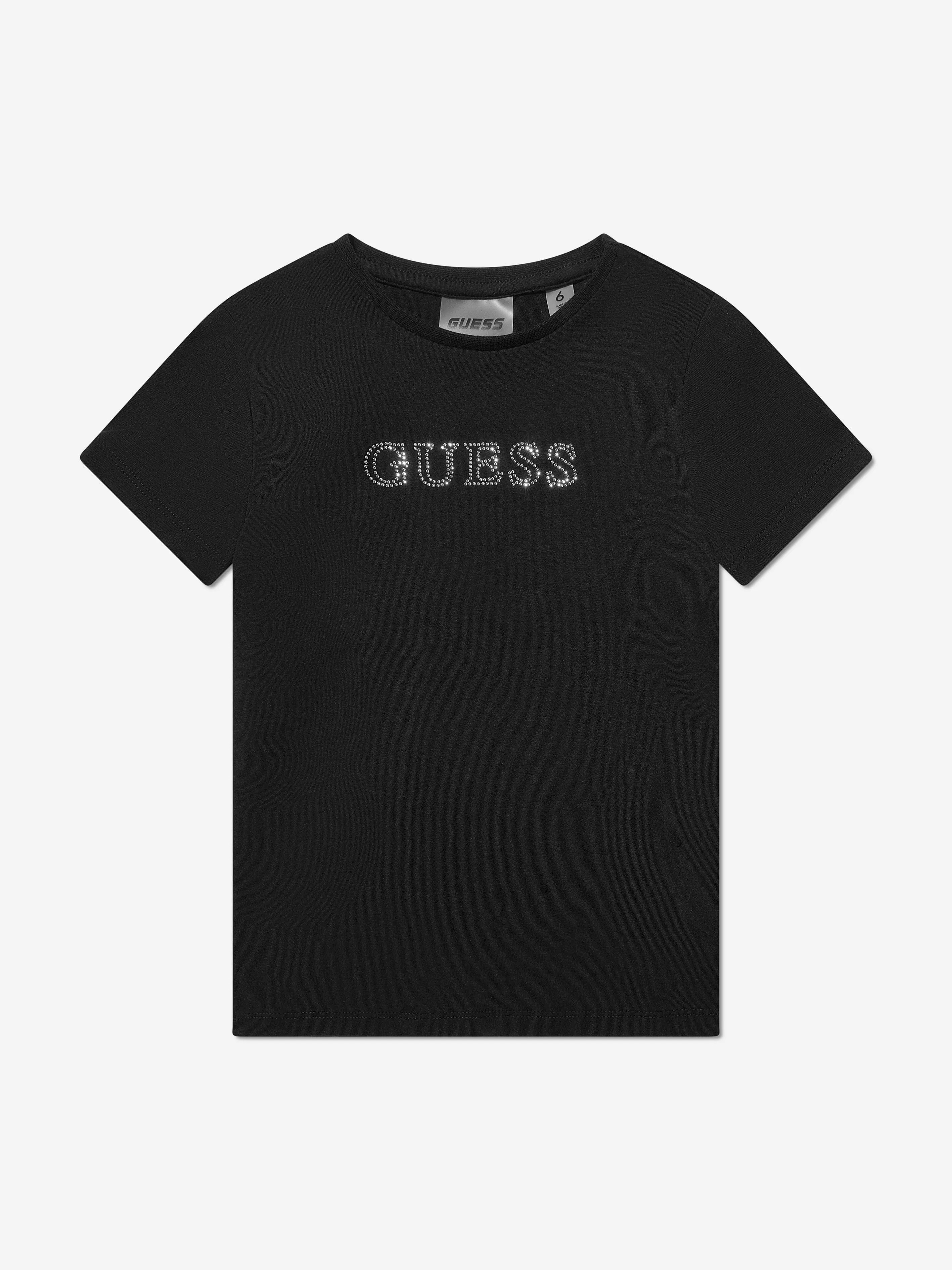 Guess Girls Logo T-Shirt in Schwarz