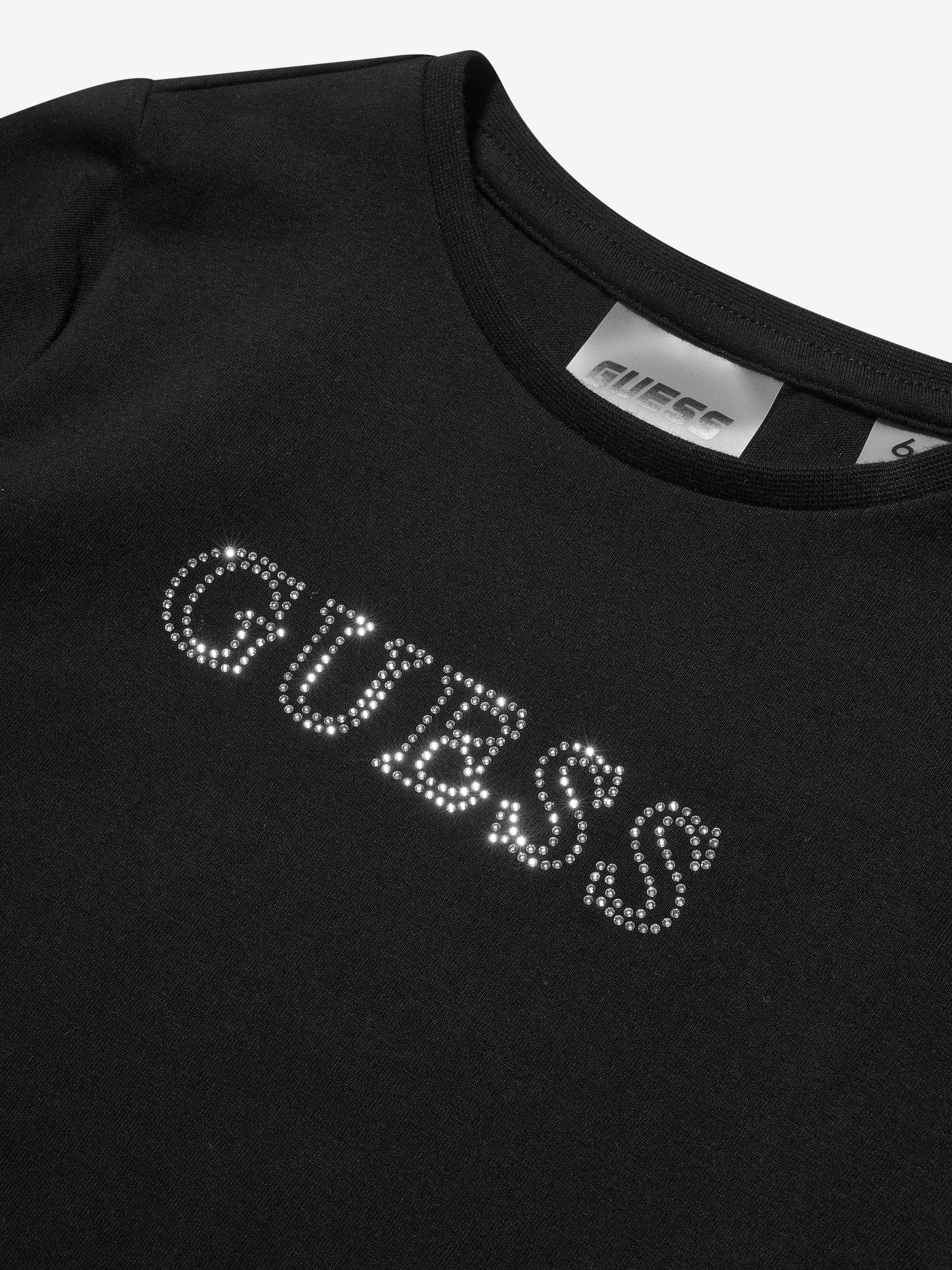 Guess Girls Logo T-Shirt in Schwarz