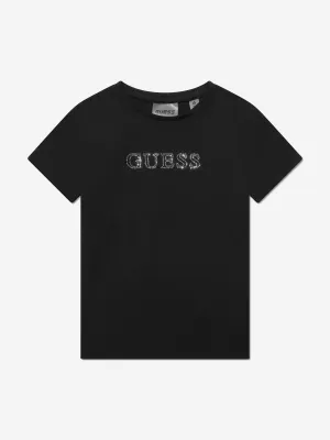 Guess Girls Logo T-Shirt in Schwarz