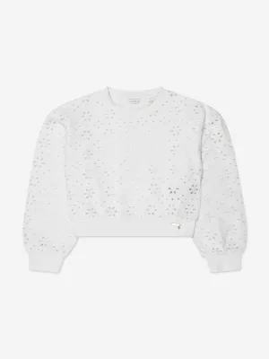 Guess Girls Sangallo Sweatshirt in Weiß