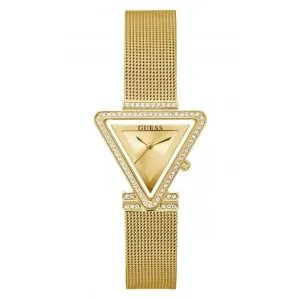 Guess Damen Fame Edelstahl-Mesh Armbanduhr in Goldton GW0508L2