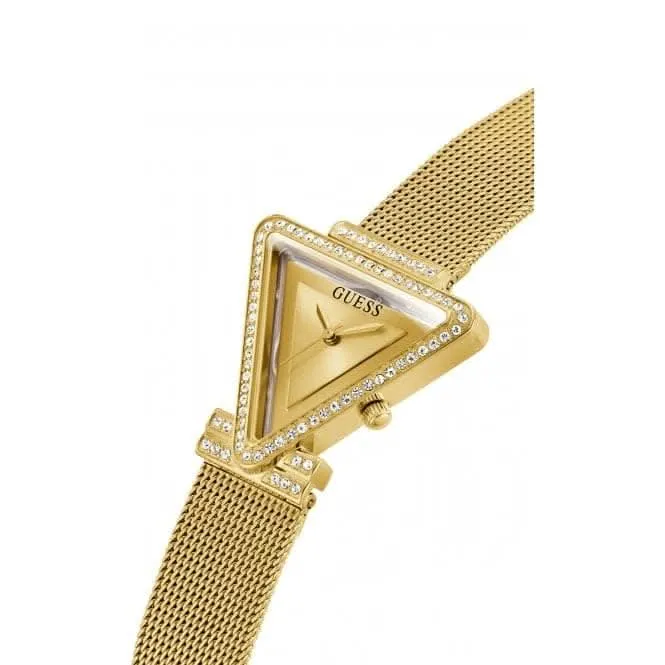 Guess Damen Fame Edelstahl-Mesh Armbanduhr in Goldton GW0508L2
