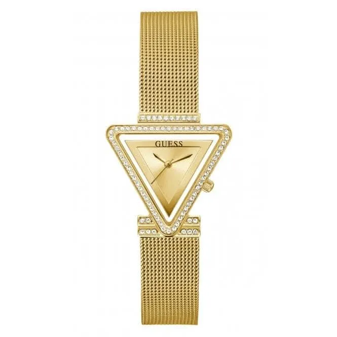 Guess Damen Fame Edelstahl-Mesh Armbanduhr in Goldton GW0508L2