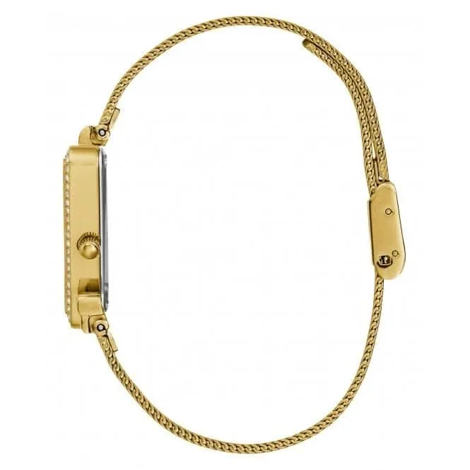 Guess Damen Fame Edelstahl-Mesh Armbanduhr in Goldton GW0508L2
