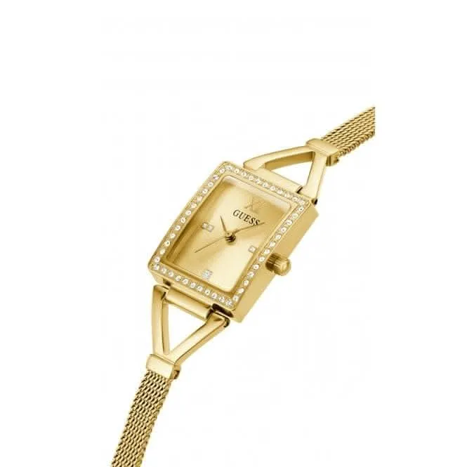 Guess Damen Grace Edelstahl-Mesh Armbanduhr in Goldton GW0400L2