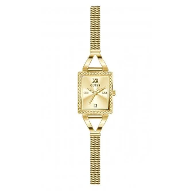 Guess Damen Grace Edelstahl-Mesh Armbanduhr in Goldton GW0400L2