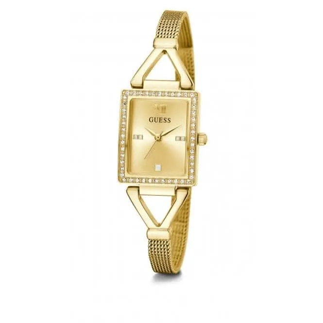 Guess Damen Grace Edelstahl-Mesh Armbanduhr in Goldton GW0400L2