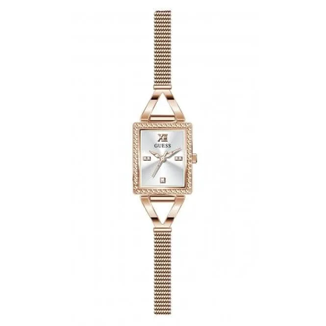 Guess Ladies Grace Edelstahl-Mesh Armbanduhr in Roségold GW0400L3