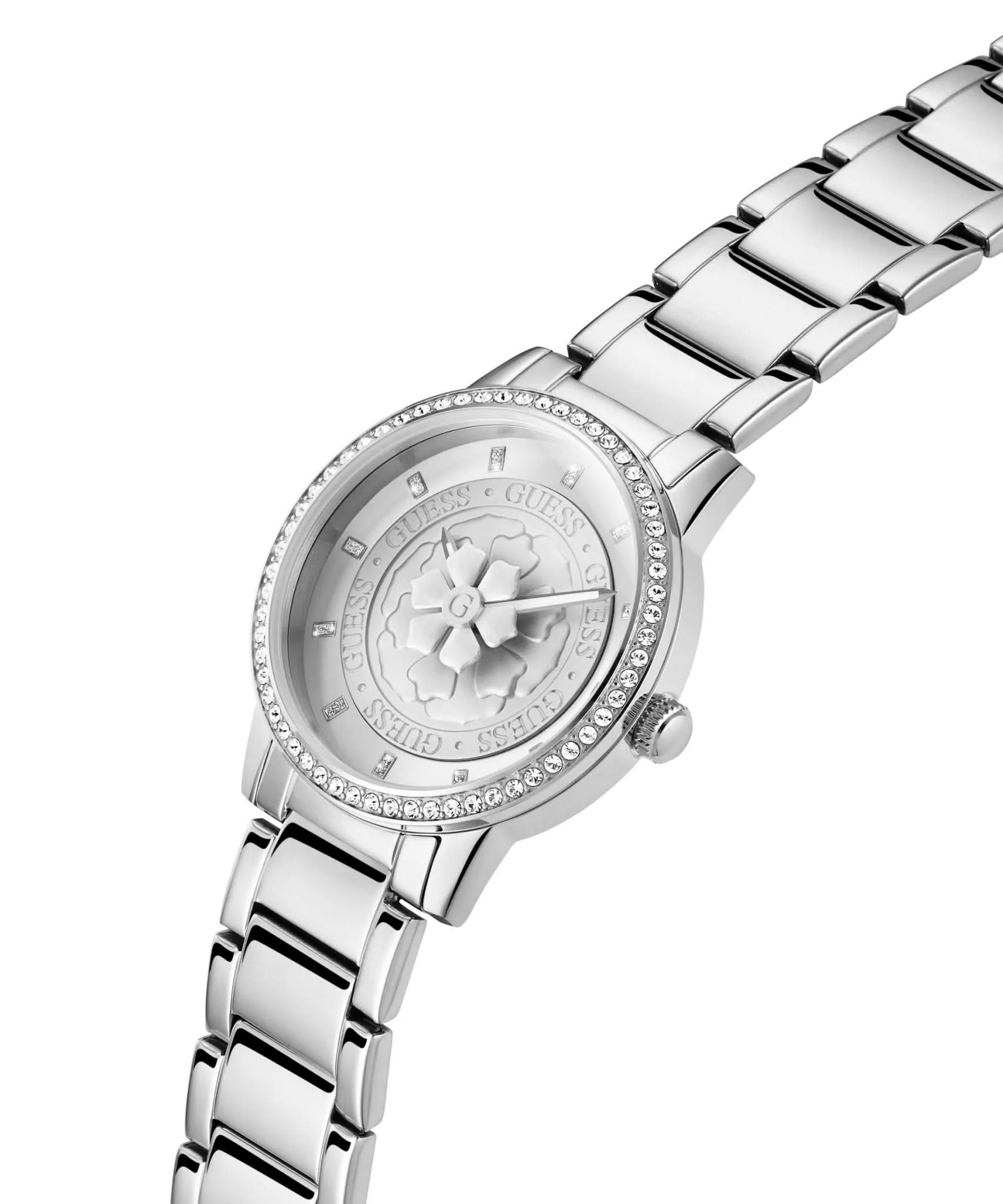 Guess Damen Petal Uhr in Silberton aus Edelstahl GW0747L1
