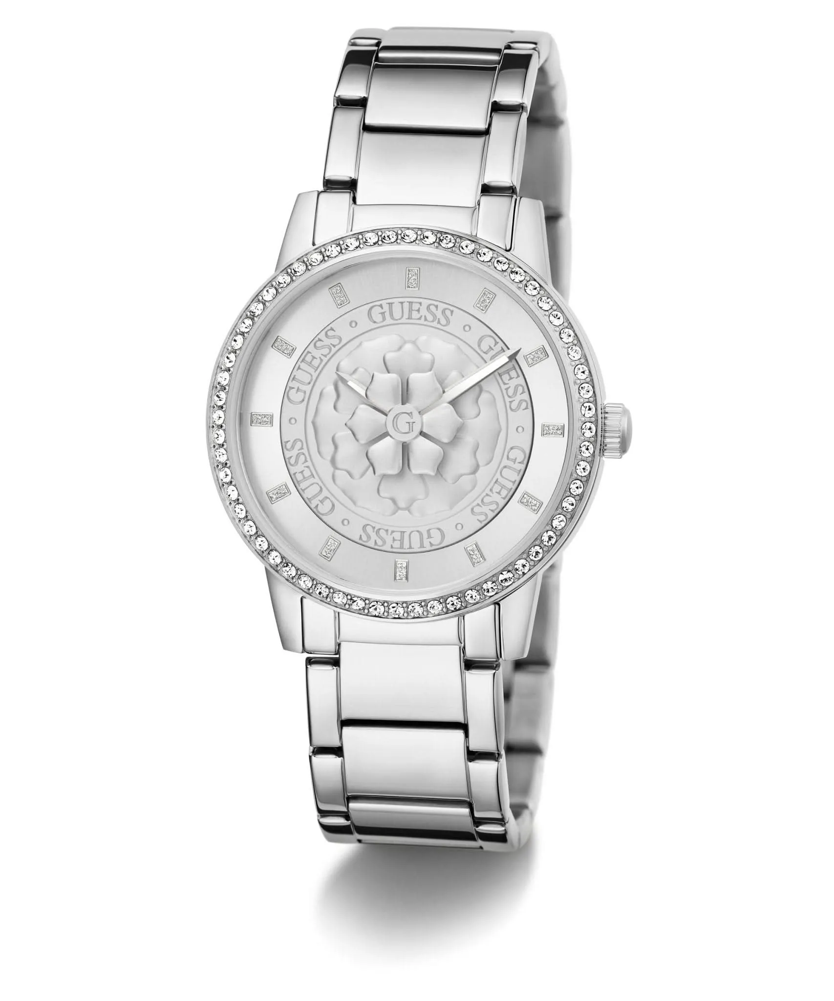 Guess Damen Petal Uhr in Silberton aus Edelstahl GW0747L1