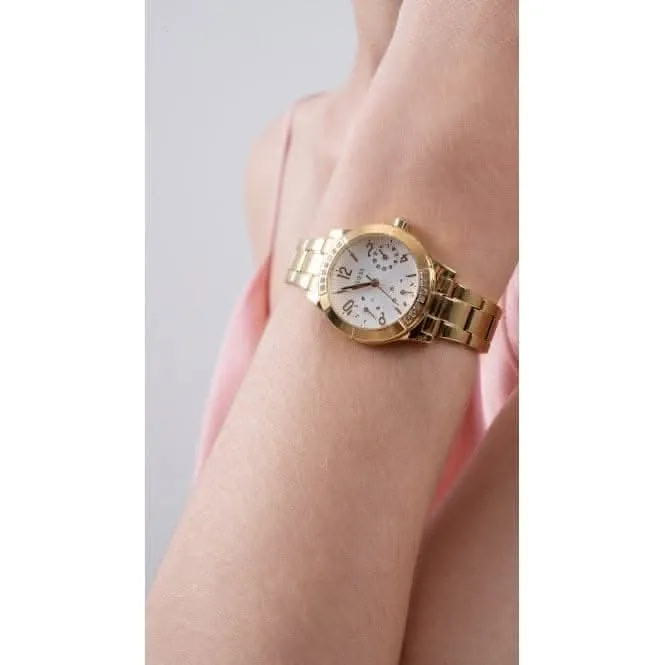 Guess Damen Piper Edelstahl Uhr in Goldton GW0413L2