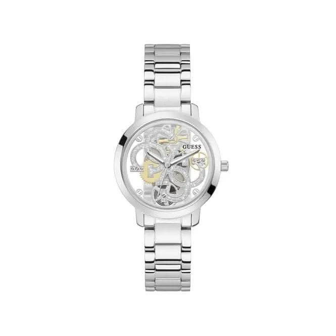 Guess Quattro Clear Damen Trend Uhr Edelstahl Silber GW0300L1