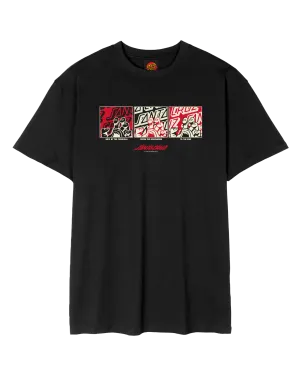 Black Front T-Shirt mit Rippstrick