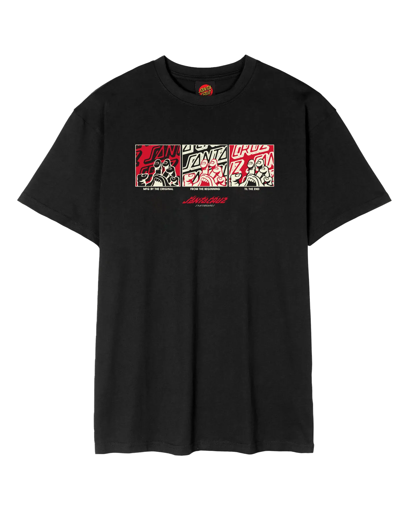 Black Front T-Shirt mit Rippstrick