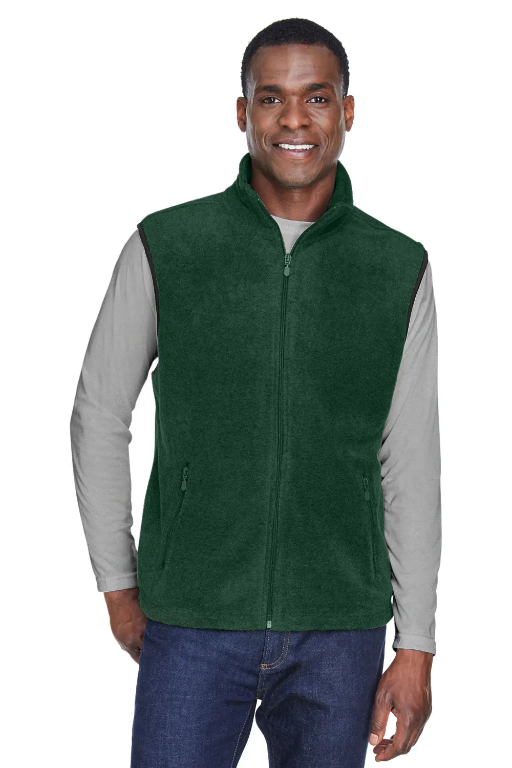 Harriton Herren-Pill-resistente Fleece-Weste mit Vollreißverschluss - Jägergrün