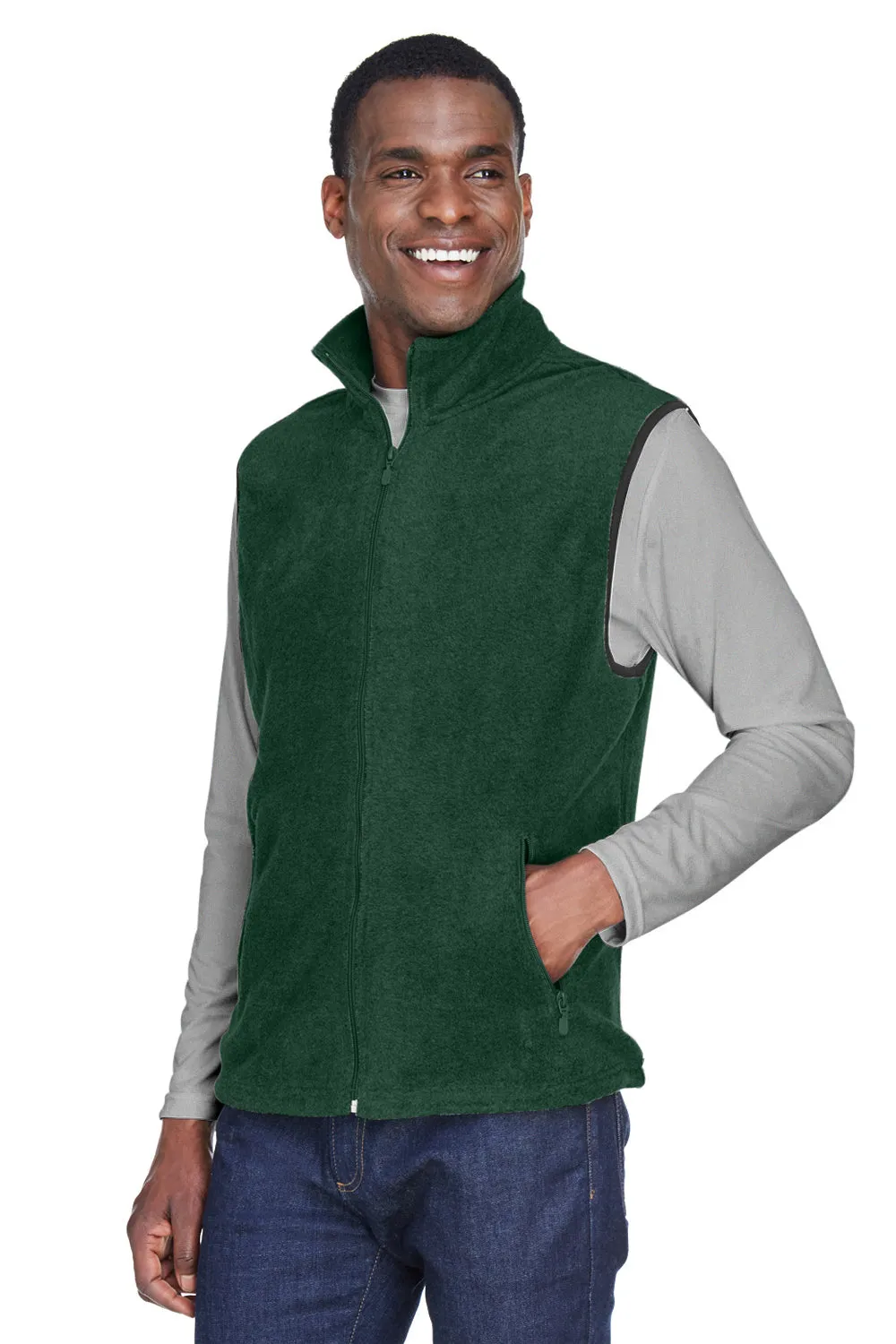 Harriton Herren-Pill-resistente Fleece-Weste mit Vollreißverschluss - Jägergrün