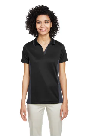 Harriton Damen Flash Performance Feuchtigkeitstransportierendes Colorblock Kurzarm Polo Shirt - Schwarz/Dunkelgrau