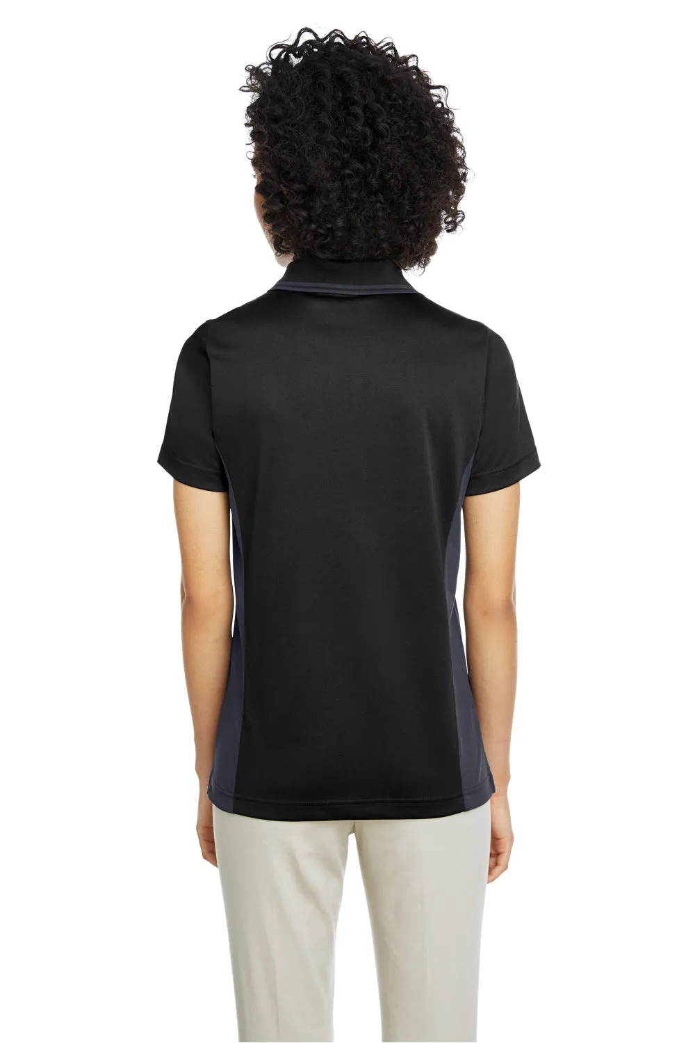 Harriton Damen Flash Performance Feuchtigkeitstransportierendes Colorblock Kurzarm Polo Shirt - Schwarz/Dunkelgrau