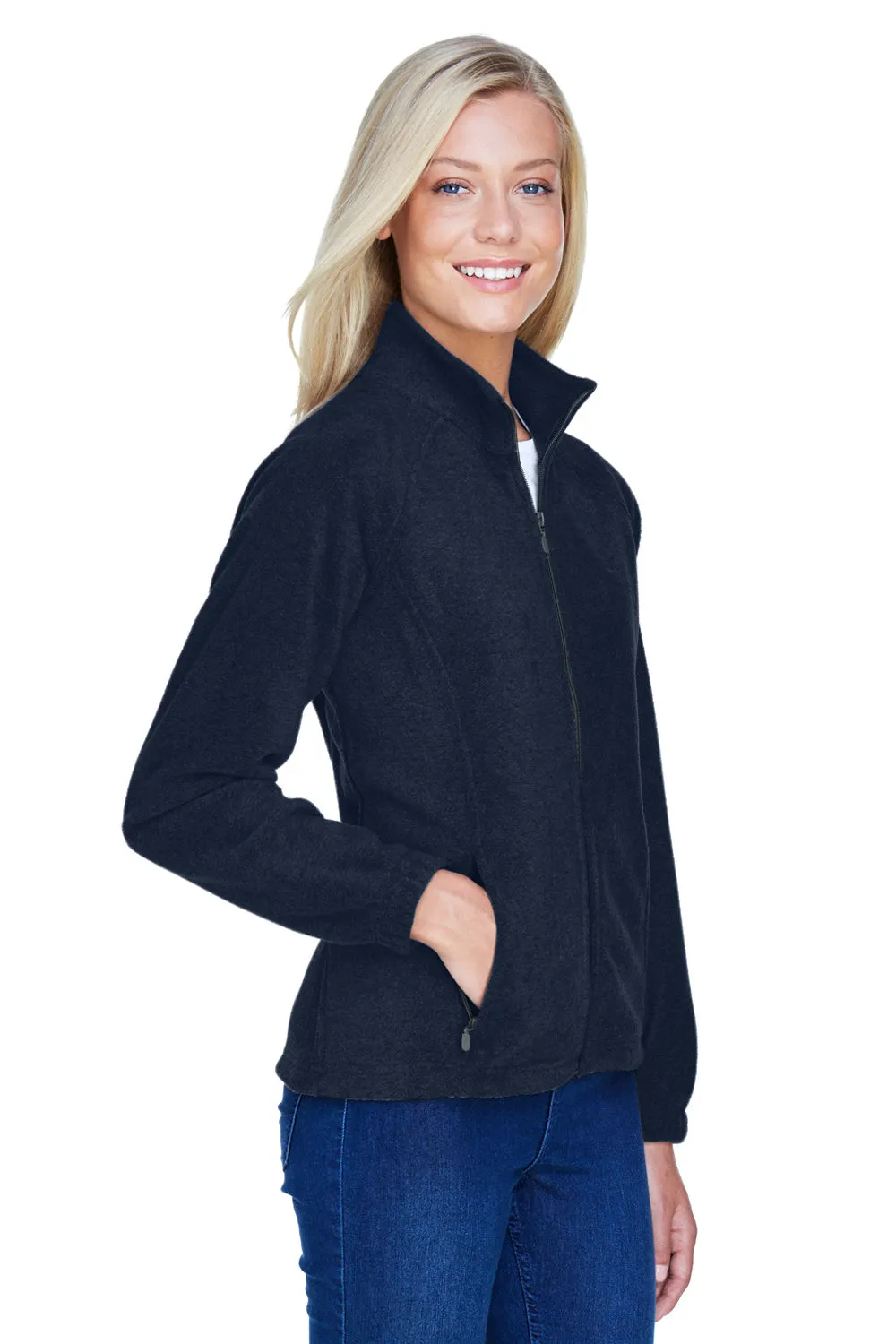 Harriton Damen Pill Resistant Fleece Full-Zip Jacke - Marineblau