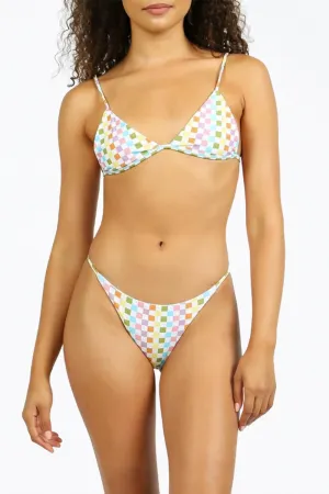 Jamaica Triangle Bikini-Oberteil in Öko-Regenbogen-Karo