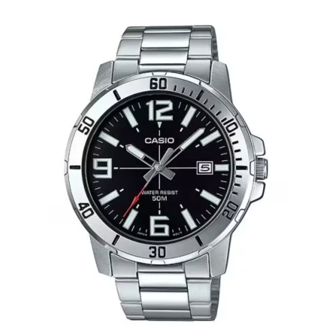 Schmuck Casio Uhren Casio Enticer Herren Edelstahl Uhr MTP-VD01D-1BVUDF